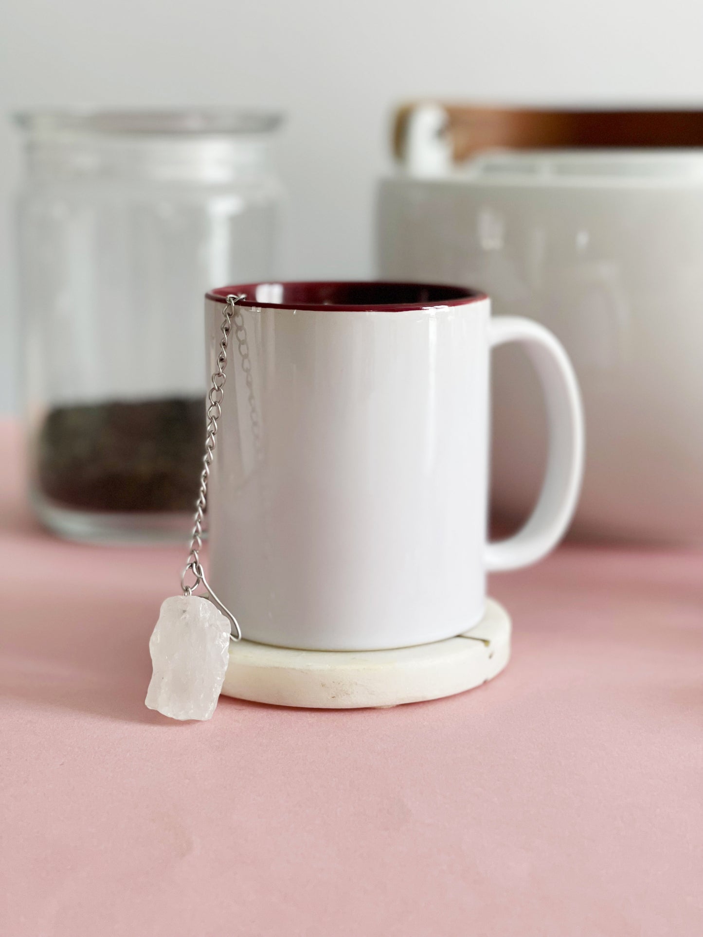 Boule infuseur à thé - Pierre Quartz blanc translucide